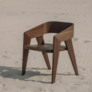 Handmade Wooden Chair Crafted From Solid Dark Walnut